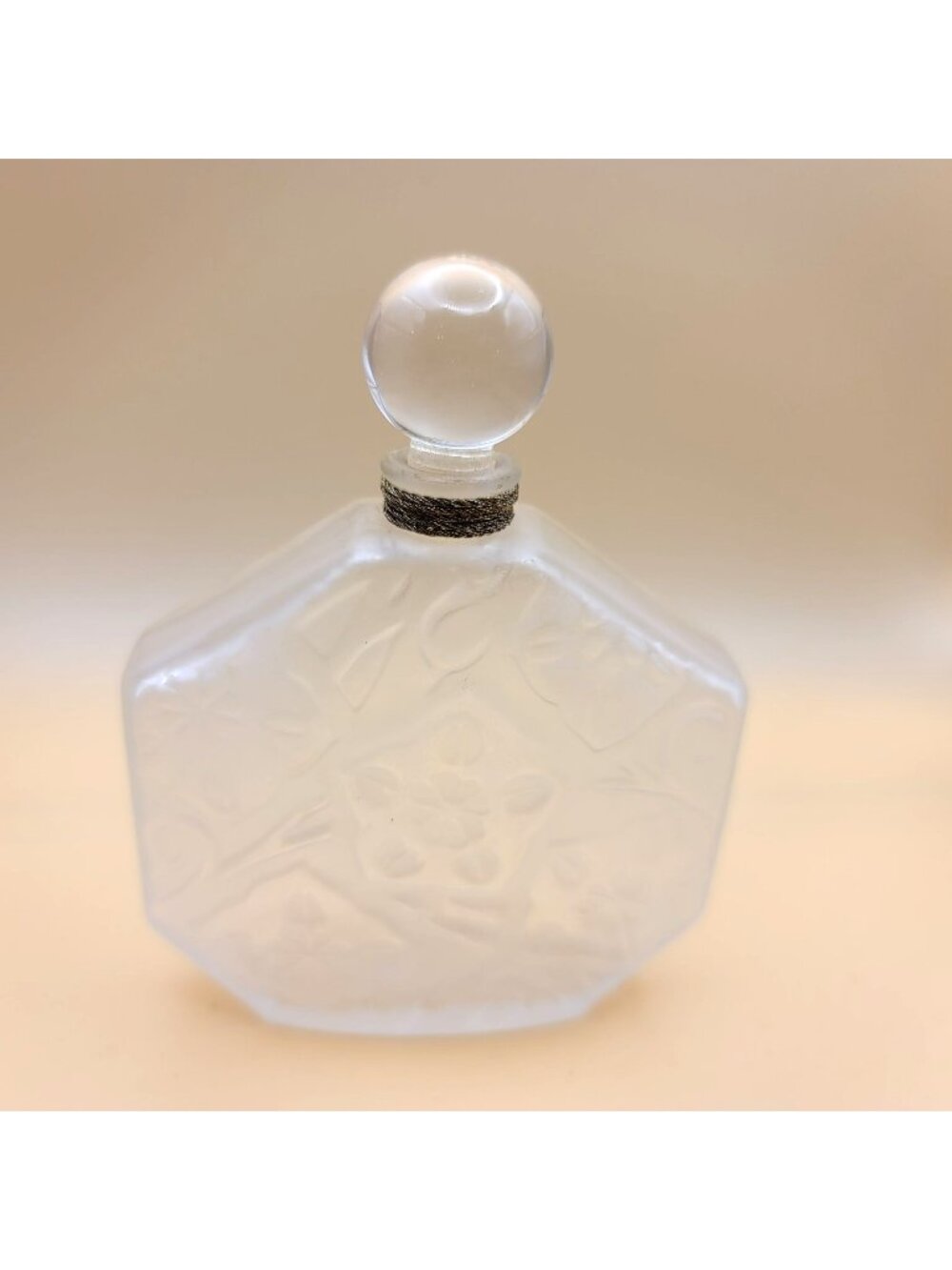 Vintage French Frosted Glass Perfume Bottle Octogon J.C. Brosseau dh896